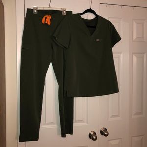 Olive green figs scrubs set